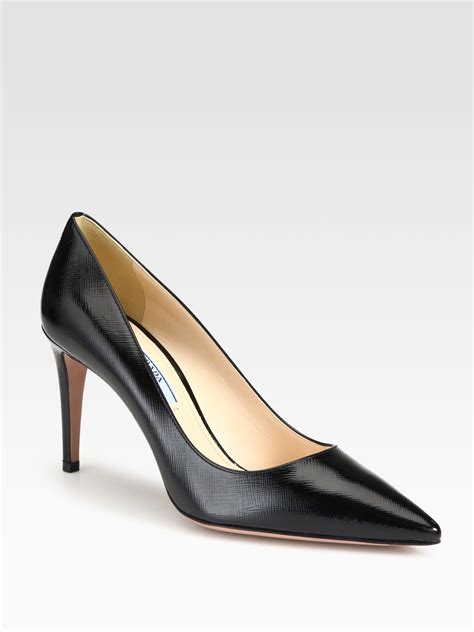 prada saffiano round toe pump|Prada pumps sale.